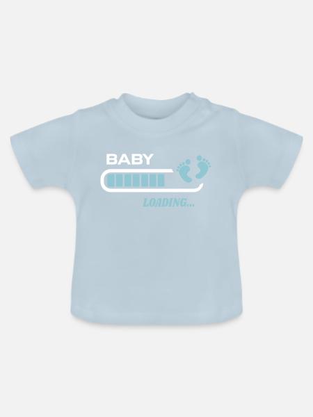 Baby wird heruntergeladen Geburtsgeschenk - Baby Bio-T-Shirt mit Rundhals - Hellblau
