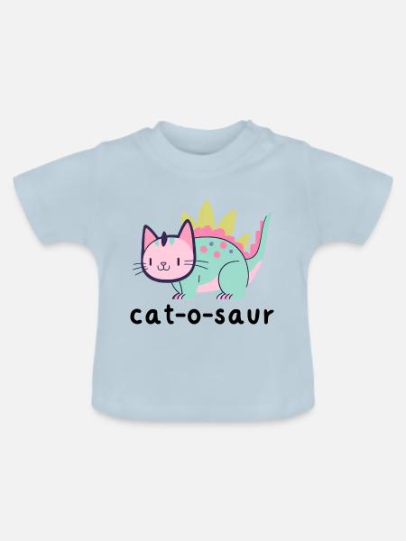 Cat-O-Saur - Baby Bio-T-Shirt mit Rundhals - Hellblau