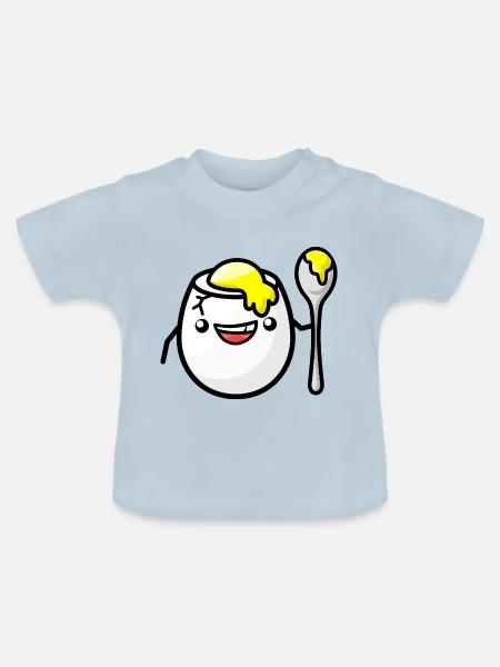 frühstücksei beim frisieren - Baby Bio-T-Shirt mit Rundhals - Hellblau