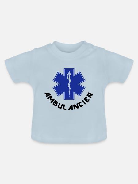 ambulancier logo 2 - Baby Bio-T-Shirt mit Rundhals - Hellblau