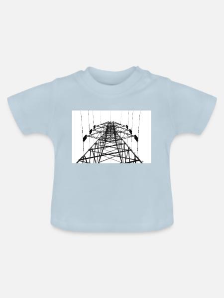 Strommast Graustufen - Baby Bio-T-Shirt mit Rundhals - Hellblau