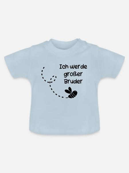 Ich werde grosser Bruder - Baby Bio-T-Shirt mit Rundhals - Hellblau