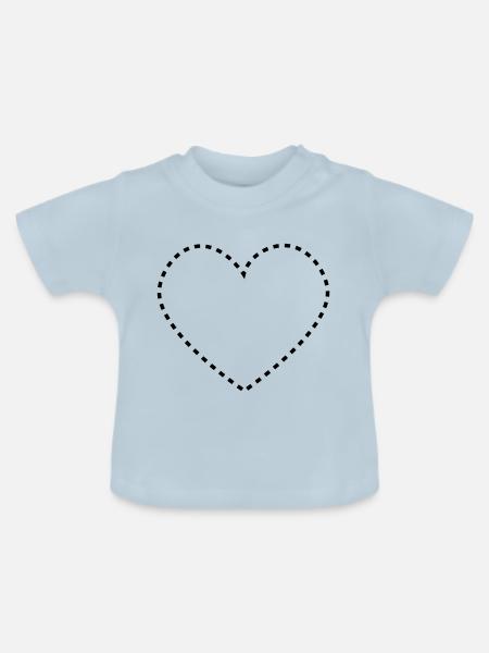 dashed_heart_1c - Baby Bio-T-Shirt mit Rundhals - Hellblau