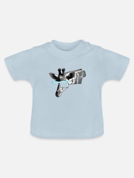 angesagte Giraffe - Baby Bio-T-Shirt mit Rundhals - Hellblau