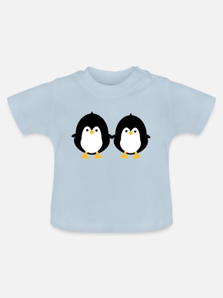 Zwei Pinguine - Baby Bio-T-Shirt mit Rundhals - Hellblau