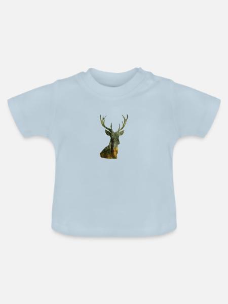 Hirsch - Baby Bio-T-Shirt mit Rundhals - Hellblau
