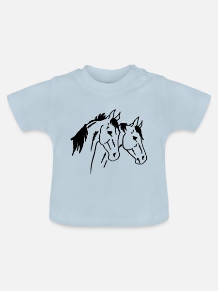 Zwei Pferde - Baby Bio-T-Shirt mit Rundhals - Hellblau