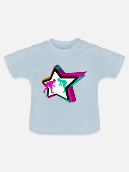 Ringer Star - Baby Bio-T-Shirt mit Rundhals - Hellblau