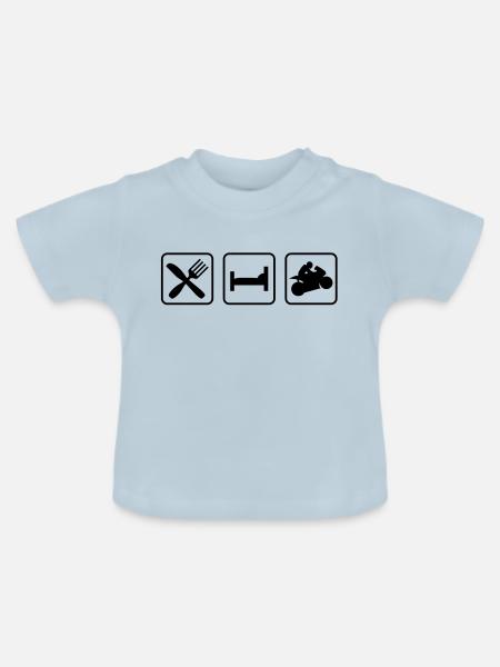 eatsleep_motorbike1 - Baby Bio-T-Shirt mit Rundhals - Hellblau