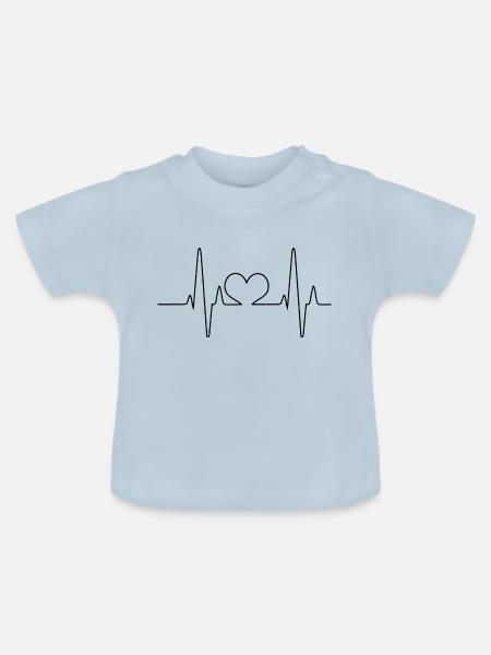 Herzfrequenz Herz - Baby Bio-T-Shirt mit Rundhals - Hellblau