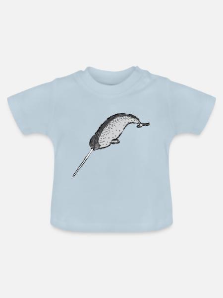Narwal / Narwhal Design I - Baby Bio-T-Shirt mit Rundhals - Hellblau