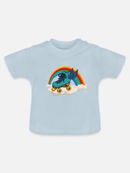 Retro Roller Skates - Baby Bio-T-Shirt mit Rundhals - Hellblau
