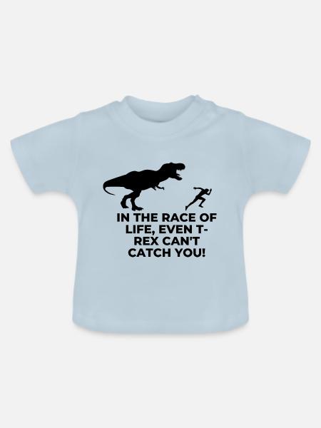 entkommt dem T-Rex - Baby Bio-T-Shirt mit Rundhals - Hellblau