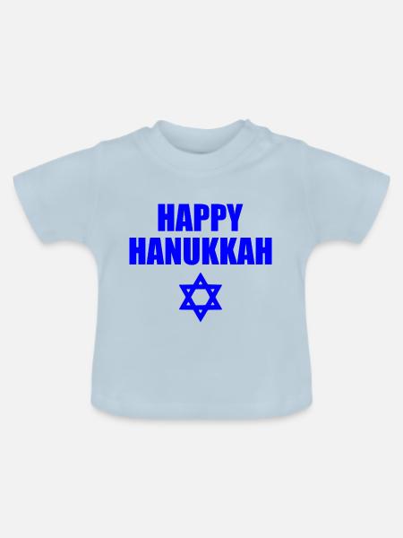 HAPPY HANUKKAH - Baby Bio-T-Shirt mit Rundhals - Hellblau