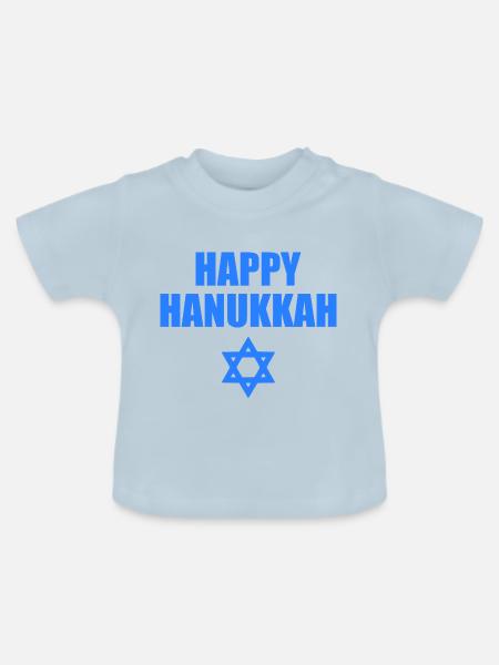happy hanukkah - Baby Bio-T-Shirt mit Rundhals - Hellblau