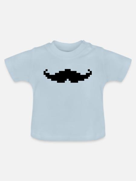 Schnurrbart pixel geek - Baby Bio-T-Shirt mit Rundhals - Hellblau
