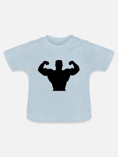 muscles_2 - Baby Bio-T-Shirt mit Rundhals - Hellblau