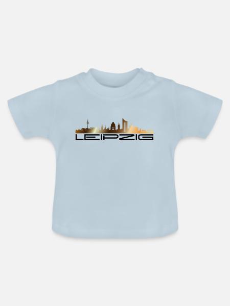Leipzig Skyline - Baby Bio-T-Shirt mit Rundhals - Hellblau