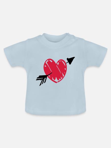 Herz Pfeil - Baby Bio-T-Shirt mit Rundhals - Hellblau