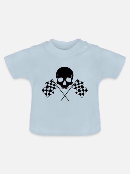 Schädel Karierte Fahnen - Baby Bio-T-Shirt mit Rundhals - Hellblau