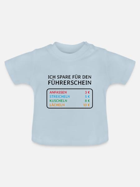 Baby spart auf den Führerschein - Baby Bio-T-Shirt mit Rundhals - Hellblau