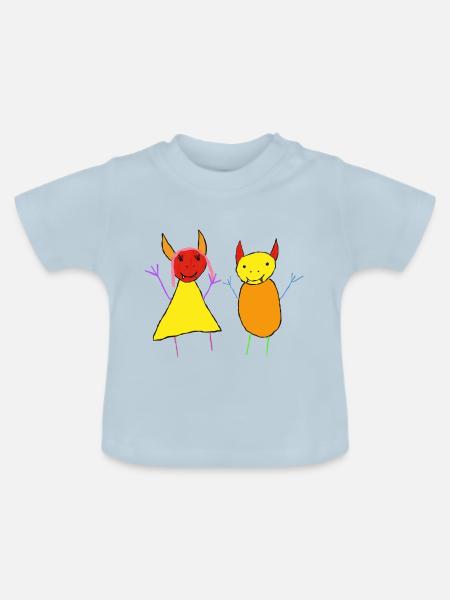Teufel Paar - Devil Bunt - Monster - Baby Bio-T-Shirt mit Rundhals - Hellblau