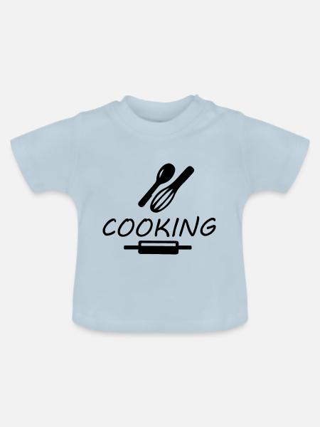 Kochen backen Kitchen - Baby Bio-T-Shirt mit Rundhals - Hellblau