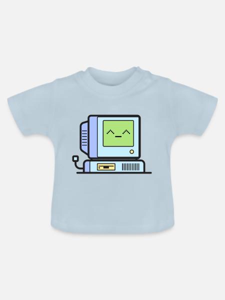 Happy Retro Computer - Baby Bio-T-Shirt mit Rundhals - Hellblau