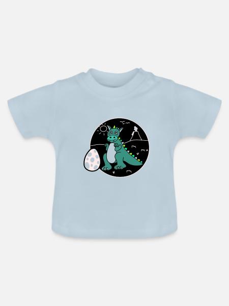 Dinosaurier mit Ei - Baby Bio-T-Shirt mit Rundhals - Hellblau