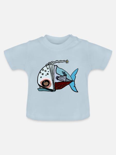 Fisch - Baby Bio-T-Shirt mit Rundhals - Hellblau