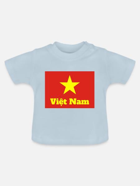 Vietnamesische Flagge - Baby Bio-T-Shirt mit Rundhals - Hellblau