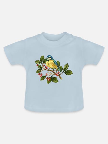 Bunter Vogel - Baby Bio-T-Shirt mit Rundhals - Hellblau