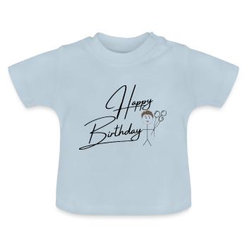 Happy Birthday - Baby Bio-T-Shirt mit Rundhals - Hellblau - Vorne