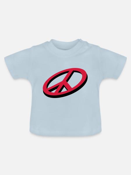 Frieden / peace (3D, 2c) - Baby Bio-T-Shirt mit Rundhals - Hellblau