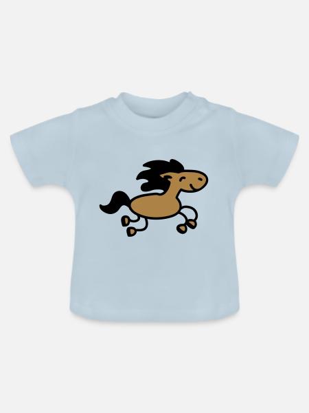Pferd springt 2 - Baby Bio-T-Shirt mit Rundhals - Hellblau