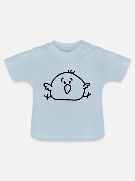dickes Vögelchen - line - Baby Bio-T-Shirt mit Rundhals - Hellblau