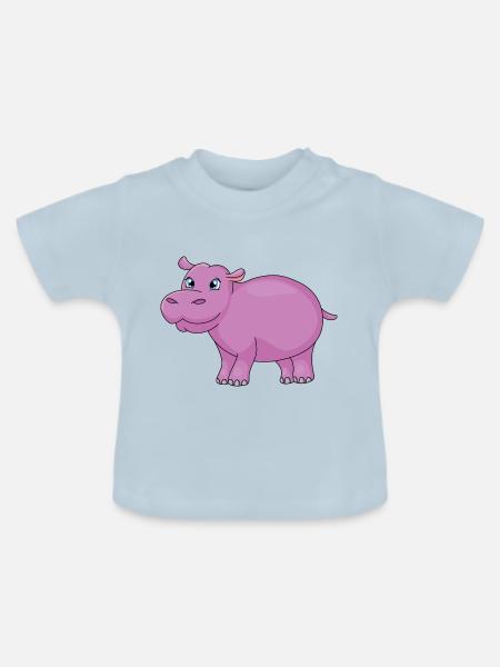 hippo cartoon - Baby Bio-T-Shirt mit Rundhals - Hellblau