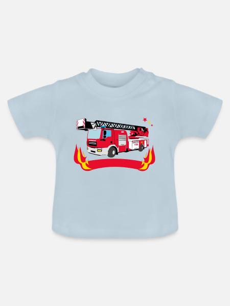 Feuerwehr | Firefighters - Baby Bio-T-Shirt mit Rundhals - Hellblau