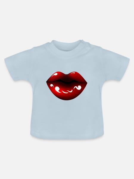 Red Lips - Baby Bio-T-Shirt mit Rundhals - Hellblau
