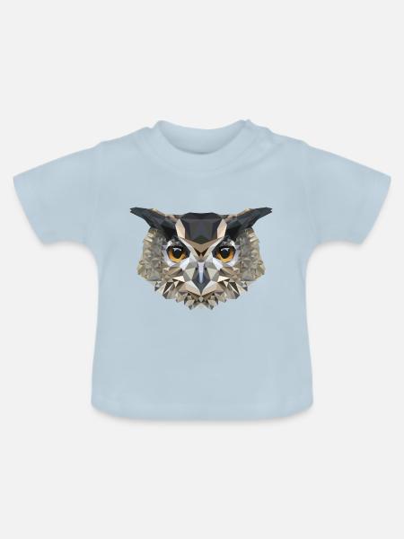 Eule Polygon Kauz - Baby Bio-T-Shirt mit Rundhals - Hellblau