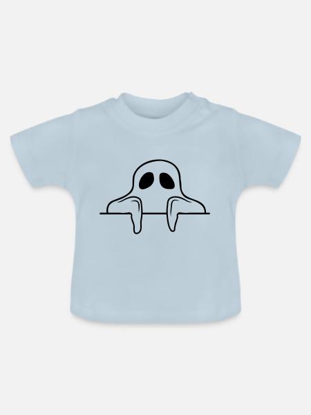 Comic Geist hinter Mauer - Baby Bio-T-Shirt mit Rundhals - Hellblau