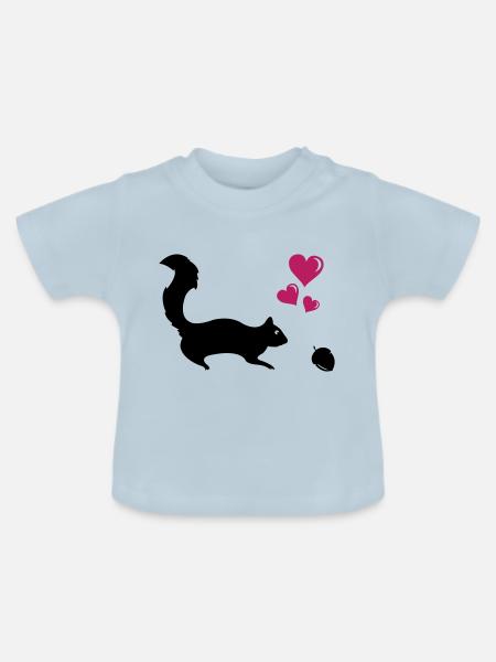 Eichhörnchen Love - Baby Bio-T-Shirt mit Rundhals - Hellblau