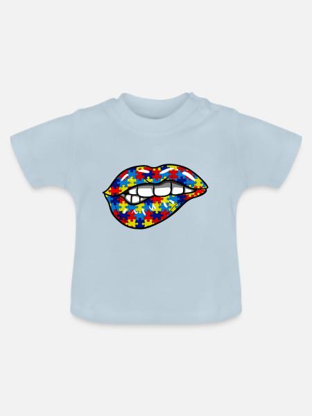 Lippen färben - Baby Bio-T-Shirt mit Rundhals - Hellblau