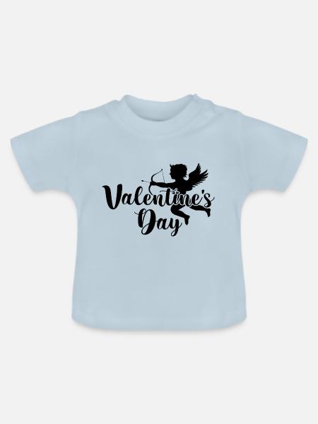 Valentine´s Day - Baby Bio-T-Shirt mit Rundhals - Hellblau
