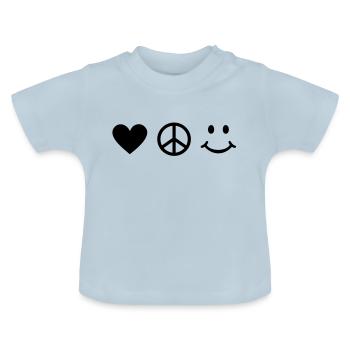 Love Peace Glück Peacezeichen Frieden Freude - Baby Bio-T-Shirt mit Rundhals - Hellblau - Vorne