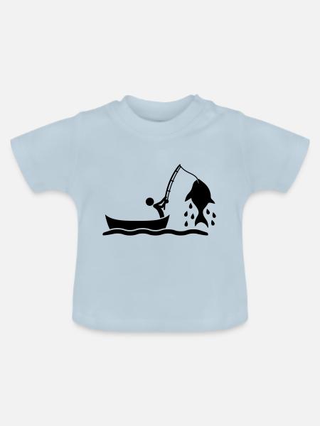 Fishing - Baby Bio-T-Shirt mit Rundhals - Hellblau