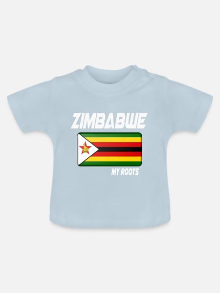 zimbabwe roots flag white geschenk - Baby Bio-T-Shirt mit Rundhals - Hellblau