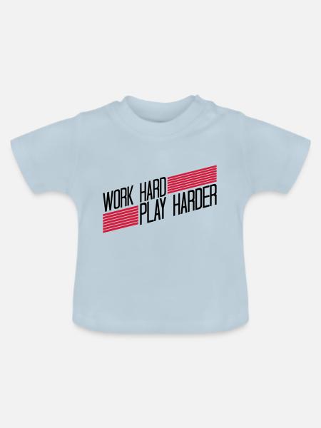 Play Harder Logo - Baby Bio-T-Shirt mit Rundhals - Hellblau