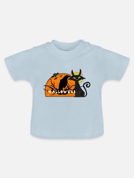 Halloween -Tierwelt - Baby Bio-T-Shirt mit Rundhals - Hellblau