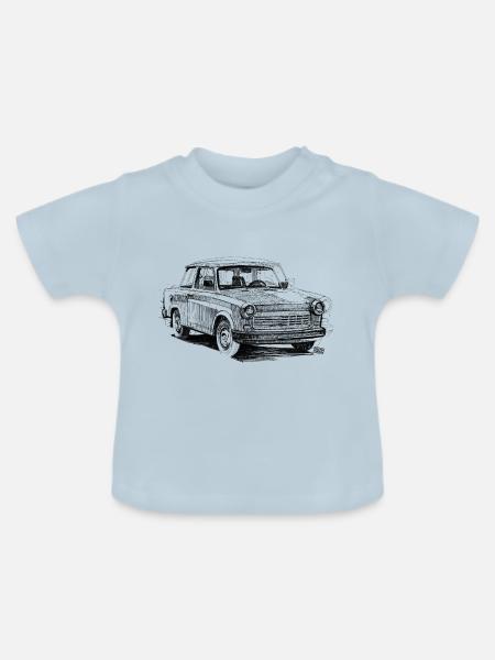 HandgezeichneterTrabant - Baby Bio-T-Shirt mit Rundhals - Hellblau